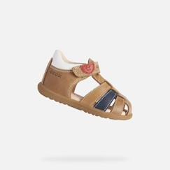 -Sandale premiers pas enfant Geox Macchia B254VA - Cuir caramel - Scratch - Confortable