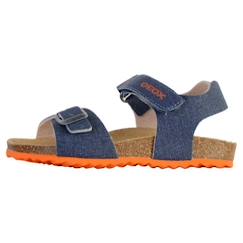 Chaussures-Chaussures garçon 23-38-Sandales-Sandales enfant Geox - Ghita J028LB - Cuir - Scratch - Jeans/Orange
