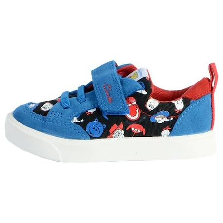 Basket Enfant - CLARKS - City Howdy T - Cuir - Scratch - Bleu Combi BLEU 1 - vertbaudet enfant 