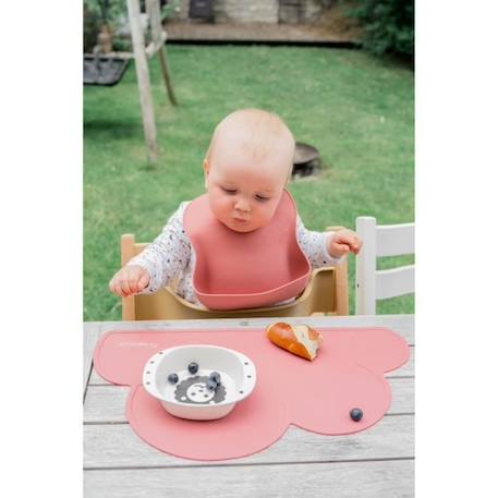 Bavoir bébé en silicone écologique - KINDSGUT - Rose - Réservoir facilement lavable - Coupe confortable ROSE 2 - vertbaudet enfant 