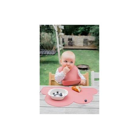 Bavoir bébé en silicone écologique - KINDSGUT - Rose - Réservoir facilement lavable - Coupe confortable ROSE 3 - vertbaudet enfant 