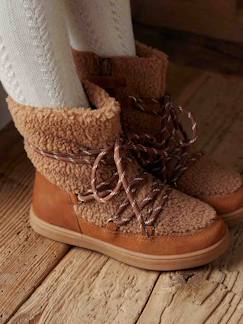 Chaussures-Chaussures fille 23-38-Boots, bottines-Baskets montantes fourrées cuir et peluche fille