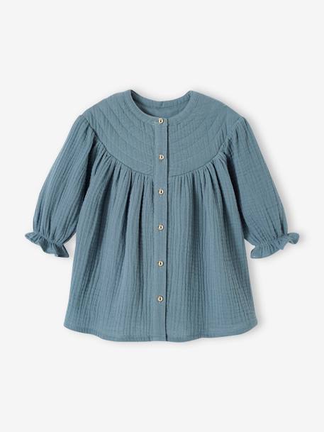 Robe en gaze de coton bébé fille bleu glacier 1 - vertbaudet enfant 