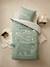 Parure housse de couette enfant et taie d'oreiller avec coton recyclé NOMAD vert imprimé 1 - vertbaudet enfant 