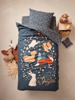 Linge de maison et décoration-Parure housse de couette + taie d'oreiller enfant avec coton recyclé BROCÉLIANDE