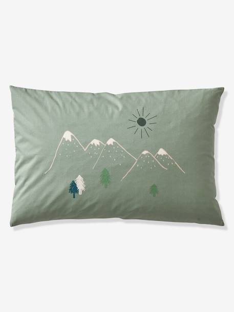 Parure housse de couette enfant et taie d'oreiller avec coton recyclé NOMAD vert imprimé 5 - vertbaudet enfant 