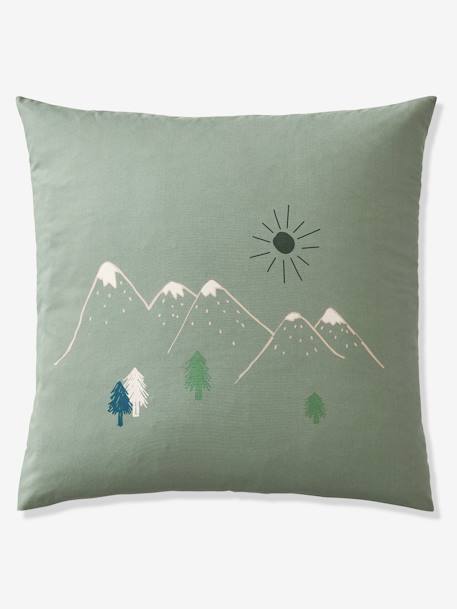 Parure housse de couette enfant et taie d'oreiller avec coton recyclé NOMAD vert imprimé 4 - vertbaudet enfant 