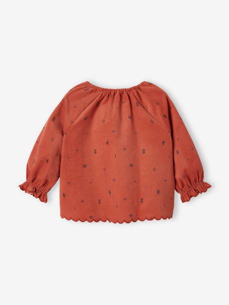 Blouse en fin velours côtelé bébé imprimé géométrique tomette 2 - vertbaudet enfant 