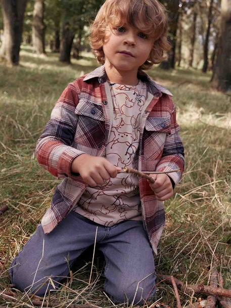 Chemise à carreaux en flanelle doublée sherpa garçon tomette 1 - vertbaudet enfant 