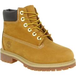 Chaussures-Chaussures fille 23-38-Bottes-Boots enfant TIMBERLAND 6in Premium en cuir velours - Ocre - Lacets