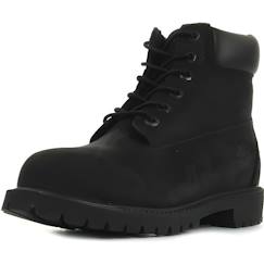 Chaussures-Chaussures fille 23-38-Boots enfant Timberland 6in Prem Black Nubuck - Cuir - Lacets - Noir