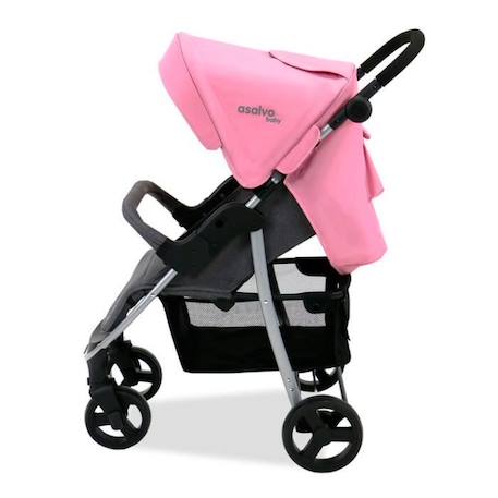 Poussette polyvalente - ASALVO - Poussette Paris - couleur Rose - 4 roues - Châssis en acier BLANC 2 - vertbaudet enfant 