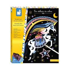 Jouet-Activités artistiques et musicales-Janod - Kit créatif Scratch art Chevaux et licornes Multicolore