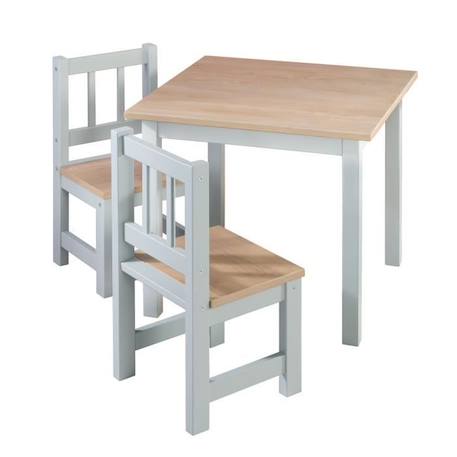 ROBA Ensemble Table + 2 Chaises Enfants Woody - Table de Jeu et d'Apprentissage - Résistants aux Rayures - Gris / Décor Bois GRIS 1 - vertbaudet enfant 