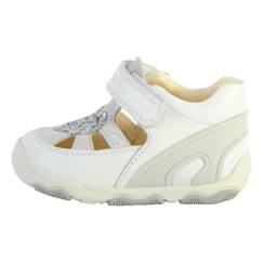 Chaussures-Basket Cuir Bébé Geox - Balu - Scratch - Blanc - Fille