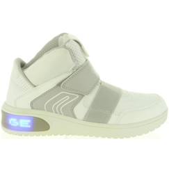 Chaussures-Chaussures fille 23-38-Basket Geox Enfant Xled Boy - Blanc - Scratch - LED - Semelle flexible et antidérapante