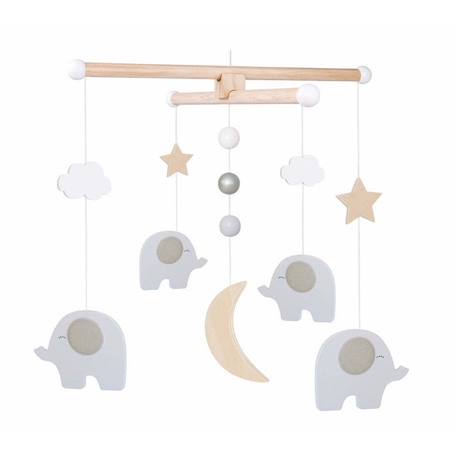 Mobile en bois lit bébé - JABADABADO - Éléphant - Gris - 4 mois - lune et étoiles GRIS 1 - vertbaudet enfant 