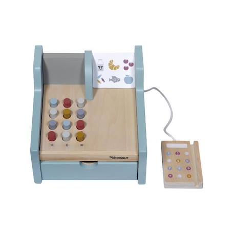 Caisse enregistreuse ludique en bois - KINDSGUT - Modèle pour enfants - Lecteur de cartes et argent fictif BLEU 1 - vertbaudet enfant 