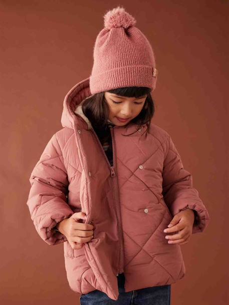 Doudoune fille à capuche doublée sherpa blush+marine+vert 2 - vertbaudet enfant 