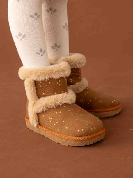 Boots déperlantes zippées fourrées fille beige doré+gris+marron 11 - vertbaudet enfant 
