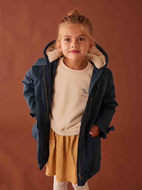 Fille-Parka à capuche chic effet peau de pêche fille