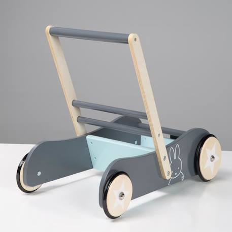 Chariot de marche pour bébé roba 'miffy®' en bois avec freins - Hauteur poignée 45 cm GRIS 4 - vertbaudet enfant 