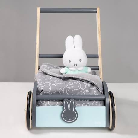Chariot de marche pour bébé roba 'miffy®' en bois avec freins - Hauteur poignée 45 cm GRIS 3 - vertbaudet enfant 