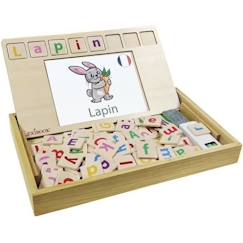 Jouet-Jeux éducatifs-LEXIBOOK - Bio Toys - L’Ecole des mots bilingue Français / Anglais – Jeu en Bois