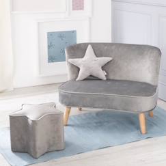 Chambre et rangement-Chambre-ROBA Canapé et Pouf Enfant Lil Sofa  + Coussin Décoratif Étoile - Ensemble en Velours - Gris Argenté