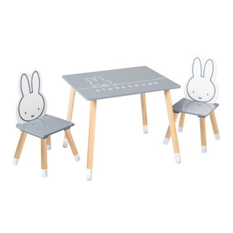 ROBA Ensemble Table + 2 Chaises Enfants - miffy® - Motif Lapin - Table de Jeu et d'Apprentissage - Gris / Blanc GRIS 1 - vertbaudet enfant 