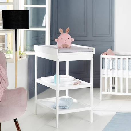 Chambre Bébé ROBA Style - Lit Cododo 60x120 + Table à Langer - Blanc/Gris argenté - Hauteur réglable BLANC 4 - vertbaudet enfant 