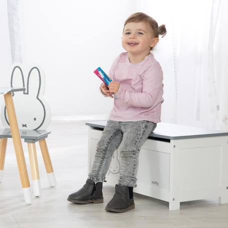 Coffre à Jouets miffy® pour Enfant - Meuble de Rangement en Bois 2 en 1 - Blanc / Motif Lapin Gris - ROBA BLANC 3 - vertbaudet enfant 