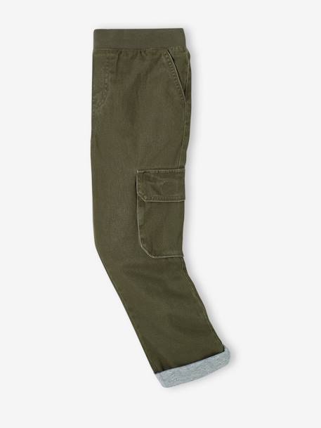Pantalon battle doublé garçon facile à enfiler bleu nuit+kaki 9 - vertbaudet enfant 