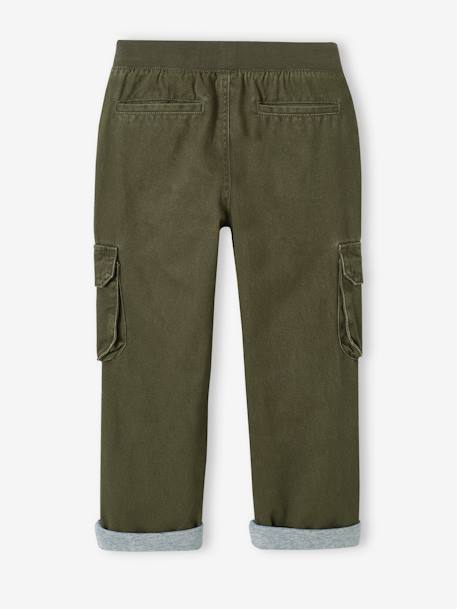 Pantalon battle doublé garçon facile à enfiler bleu nuit+kaki 10 - vertbaudet enfant 