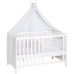 Chambre et rangement-ROBA Lit Bébé 60 x 120 cm 2 en 1 - Lit Indépendant et Cododo + Équipement Complet - Hauteur Réglable 6 fois - Bois Blanc