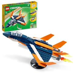 Jouet-Jeux d'imagination-Jeux de construction-LEGO® Creator 31126 L’Avion Supersonique, Jouet 3 en 1 Hélicoptère Bateau Avion