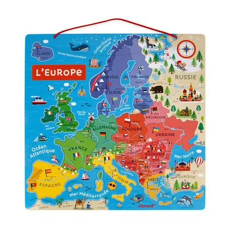 Puzzle Carte d'Europe Magnétique 40 pcs (bois) - JANOD - Dès 7 ans BLEU 3 - vertbaudet enfant 