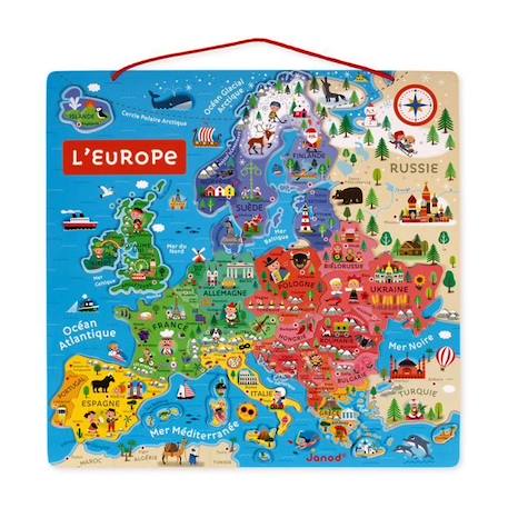 Puzzle Carte d'Europe Magnétique 40 pcs (bois) - JANOD - Dès 7 ans BLEU 2 - vertbaudet enfant 