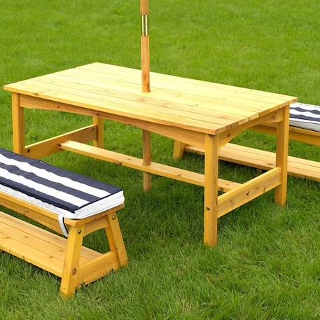 KIDKRAFT - Ensemble de table de jardin en bois et 2 bancs pour Enfant avec parasol,table de pique-nique pour 4 enfants MARRON 4 - vertbaudet enfant 