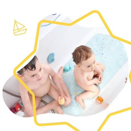 Badabulle Tapis de bain XXL antidérapant avec témoin de température, 91 cm de long BLEU 2 - vertbaudet enfant 