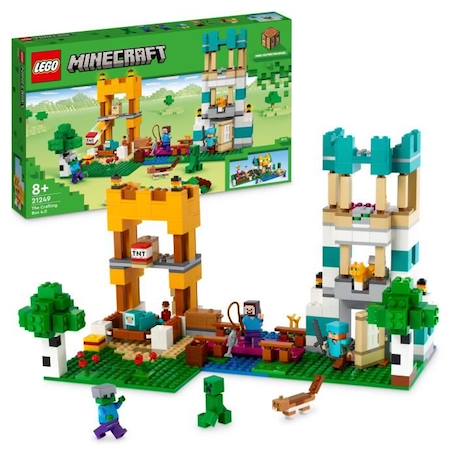 LEGO® Minecraft 21249 La Boîte de Construction 4.0, Jouets 2-en-1 avec Figurines Steve, Creeper et Zombie VERT 1 - vertbaudet enfant 
