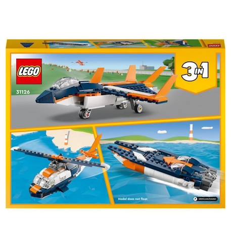 LEGO® Creator 31126 L’Avion Supersonique, Jouet 3 en 1 Hélicoptère Bateau Avion BLEU 6 - vertbaudet enfant 