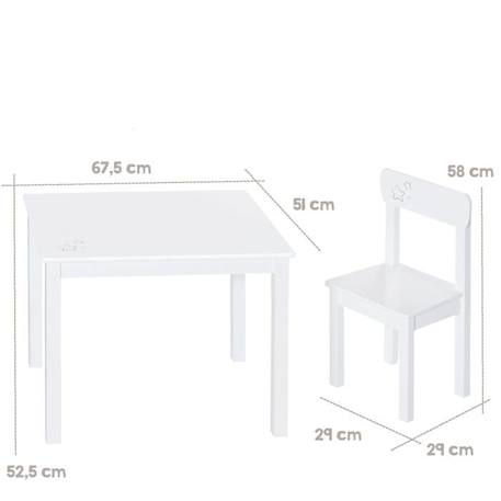 ROBA Ensemble Table + 2 Chaises Enfants - Little Stars - Motif Étoiles - Table de Jeu et d'Apprentissage - Blanc BLANC 3 - vertbaudet enfant 