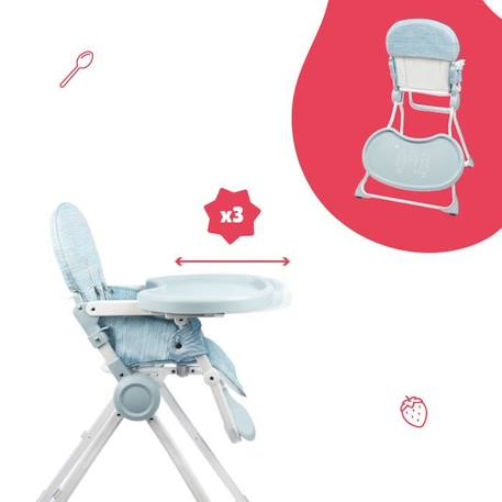 Badabulle Chaise haute pour bébé ultra compacte et légère - Dossier et tablette ajustables, Dès 6 mois BLEU 4 - vertbaudet enfant 