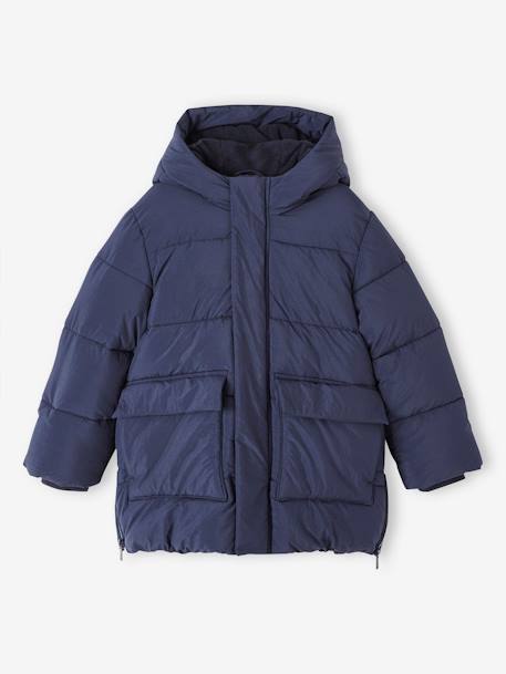 Doudoune garçon longue doublée sherpa marine 1 - vertbaudet enfant 