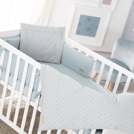 Coffret Bébé Bio ROBA Lil Planet - Linge et Tour de Lit + Drap Housse - Bleu Clair BLEU 3 - vertbaudet enfant 