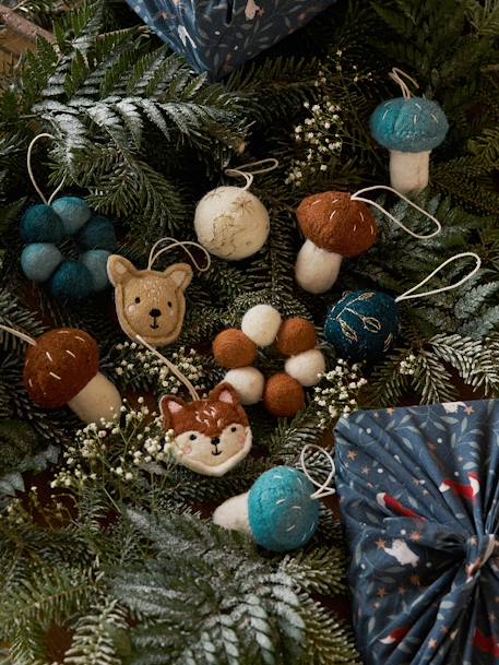 Lot de 12 décorations de Noël en feutrine à suspendre Brocéliande vert 1 - vertbaudet enfant 