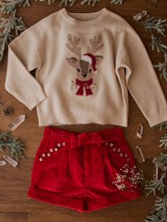 -Coffret de Noël pull jacquard "Renne" + 1 chouchou fille