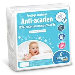 Chambre et rangement-Babysom - Protège Matelas Bébé Anti-acarien - 70x140 cm | Alèse imperméable Souple et Silencieuse | Bouclette 100% Coton | Oeko-Tex®