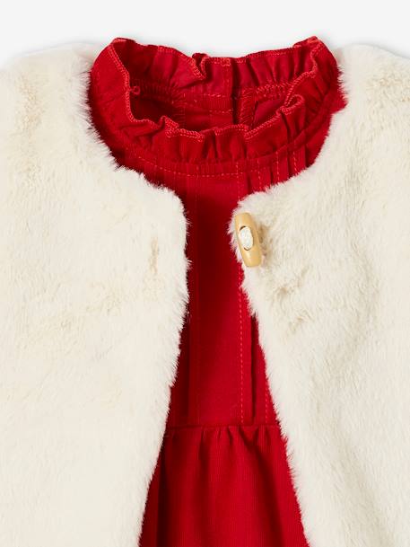 Ensemble de Noël bébé : robe, gilet en fausse fourrure, collants et bandeau assorti rouge 8 - vertbaudet enfant 